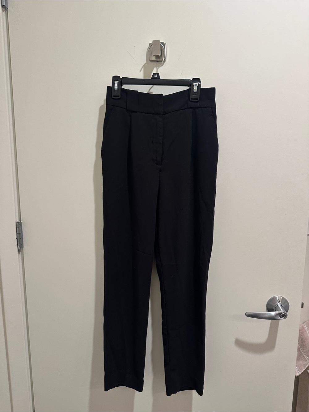 H&M Black High-Waist Straight Trousers